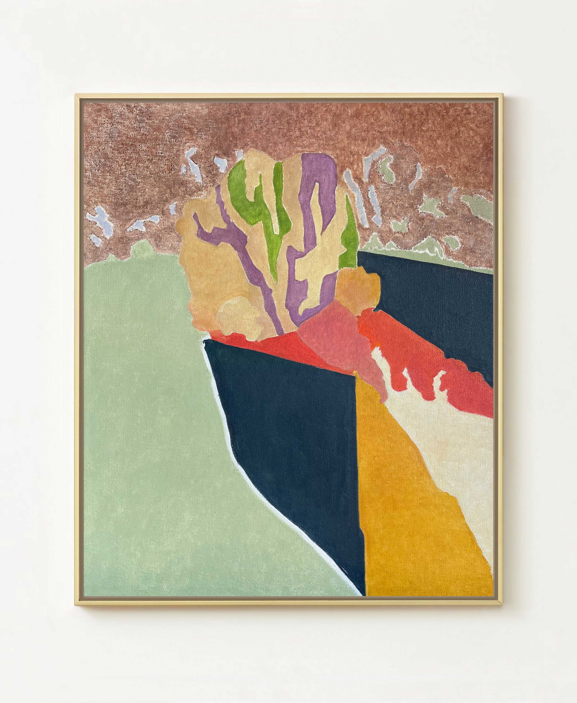 Herbstpalette. Durch bunte Blätter: Rand des Parks. Gemälde, Öl auf Leinwand, Größe: 38 B x 46 H x 3,5 T cm / Autumn palette. Through colorful foliage: Park’s edge. Painting, Oil on Canvas, Size: 38 W x 46 H x 3.5 D cm