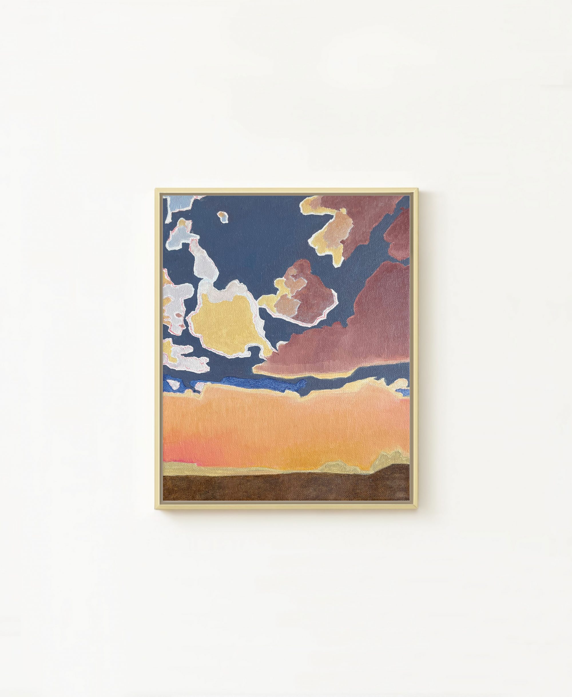 Sonnenuntergang. Herbstlandschaft. Gemälde, Öl auf Leinwand, Größe: 22 B x 27,2 H x 1,8 T cm / Sunset. Autumn landscape. Painting, Oil on Canvas, Size: 22 W x 27.2 H x 1.8 D cm