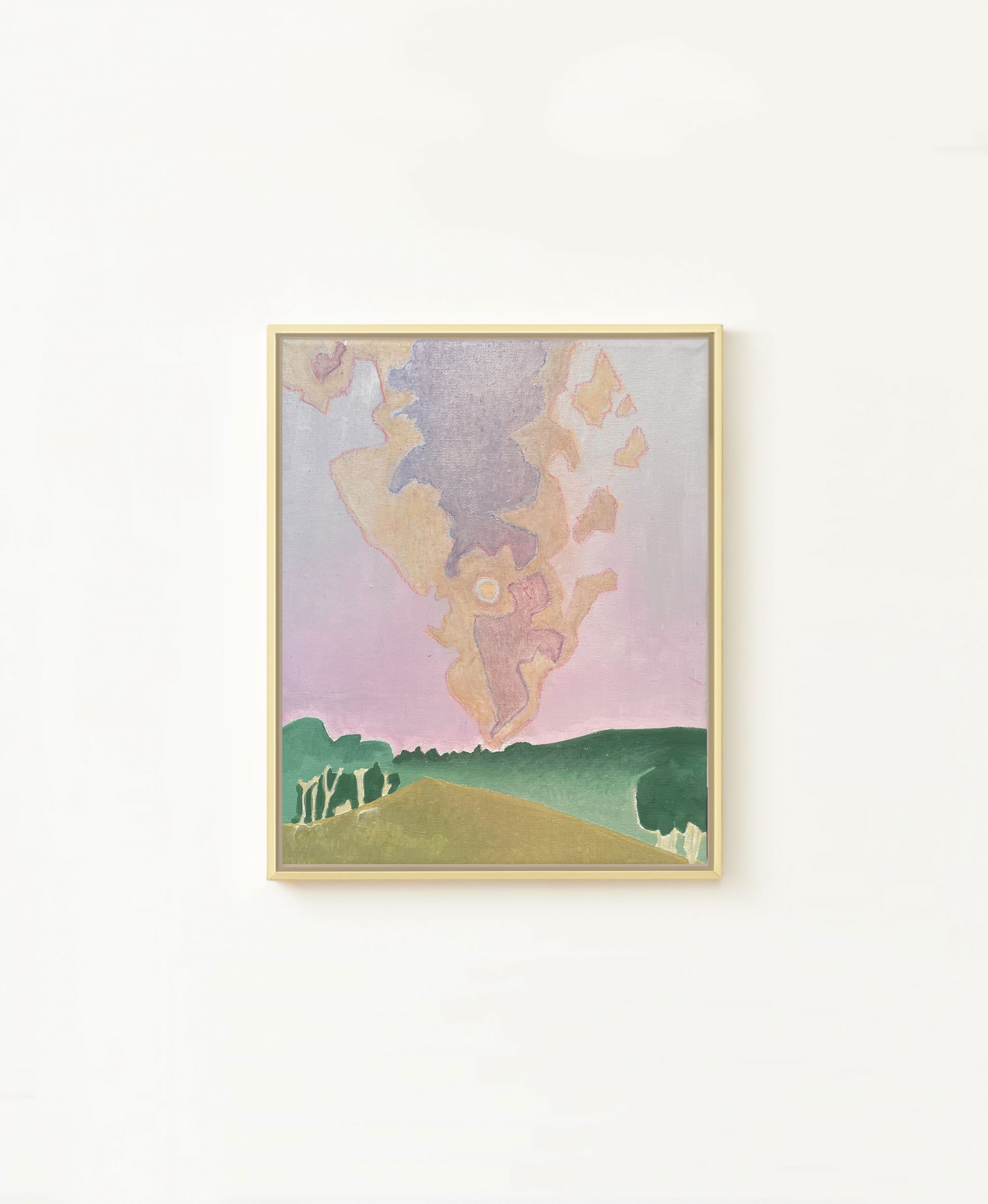 Wolkenimpressionen: Morgensonne im Sonnenaufgang. Gemälde, Öl auf Leinwand, Größe: 22 B x 27,2 H x 1,8 T cm / Cloud impressions: Morning sun in sunrise. Painting, Oil on Canvas, Size: 22 W x 27.2 H x 1.8 D cm