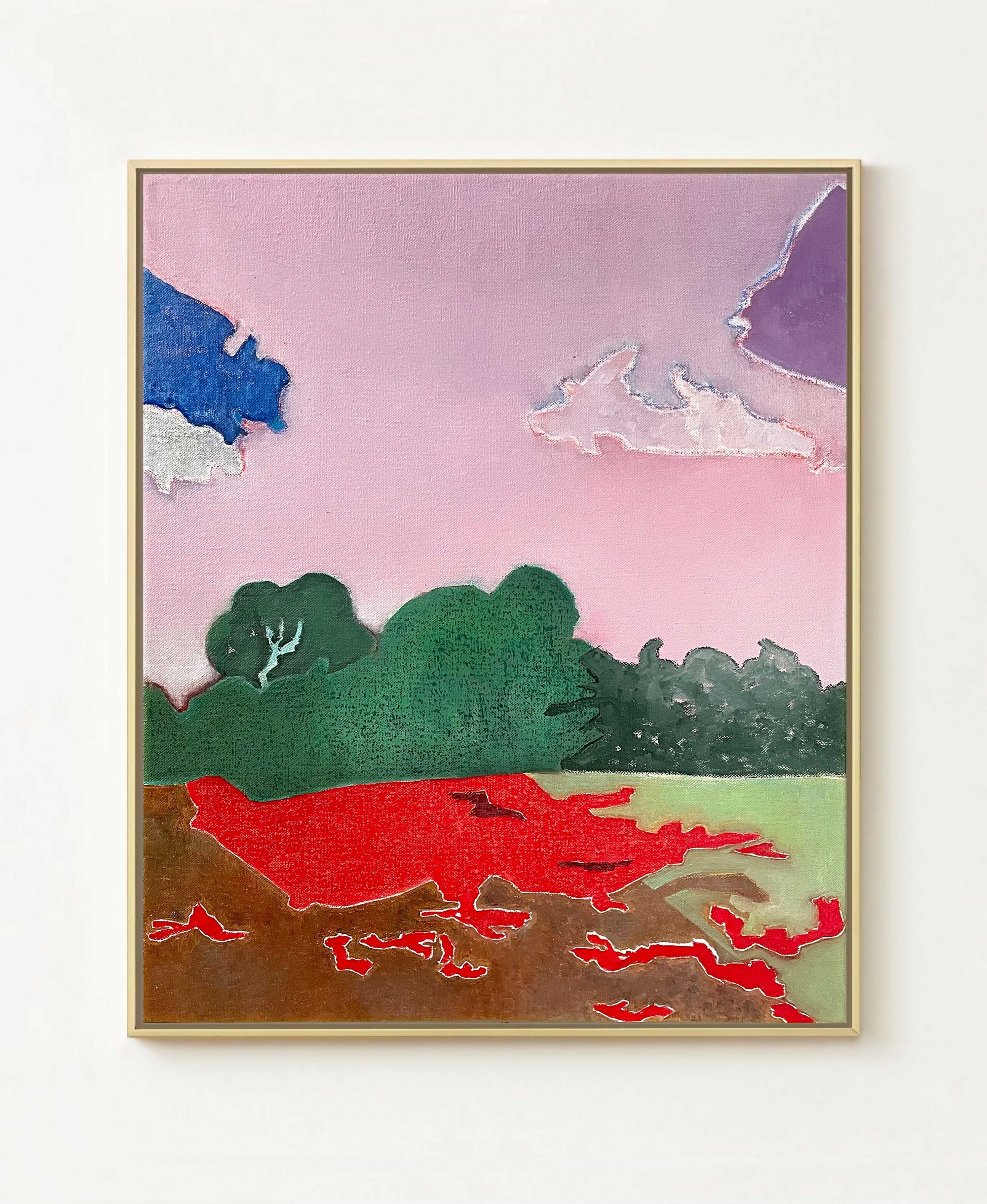 Reflexionen der Vergänglichkeit. Abstrakte Landschaft in lebendigen Farben. Gemälde, Öl auf Leinwand, Größe: 38 B x 46 H x 3,5 T cm / Reflections of transience. Abstract landscape in vibrant colors. Painting, Oil on Canvas, Size: 38 W x 46 H x 3.5 D cm